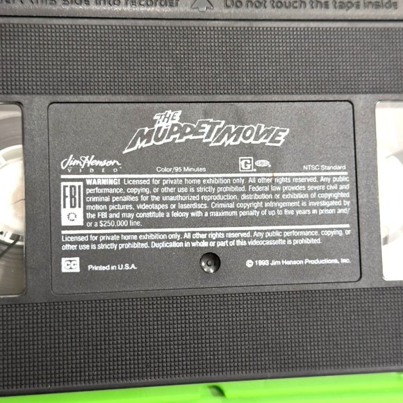 Vintage 1993 The Muppet Movie VHS Jim Henson Green Clamshell Case - Picture 9 of 9